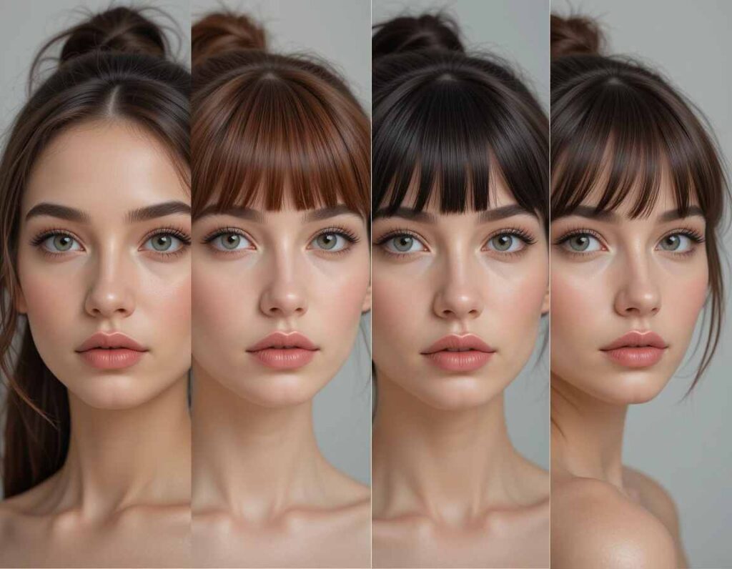 Verschiedene Pony-Styles passend zu Gesichtsformen