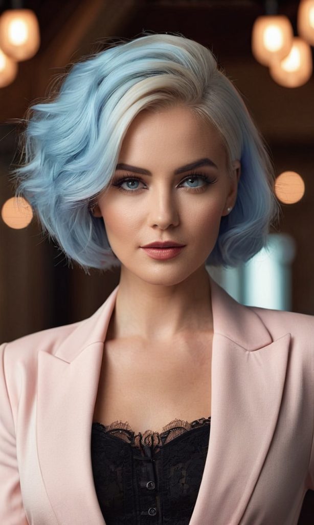 "Platinblonde Kurzhaarfrisuren liegen 2025 voll im Trend. Sie verleihen einen frischen, modernen Look und lassen die Gesichtszüge weicher und jünger wirken. Eine stilvolle Wahl für selbstbewusste Frauen."