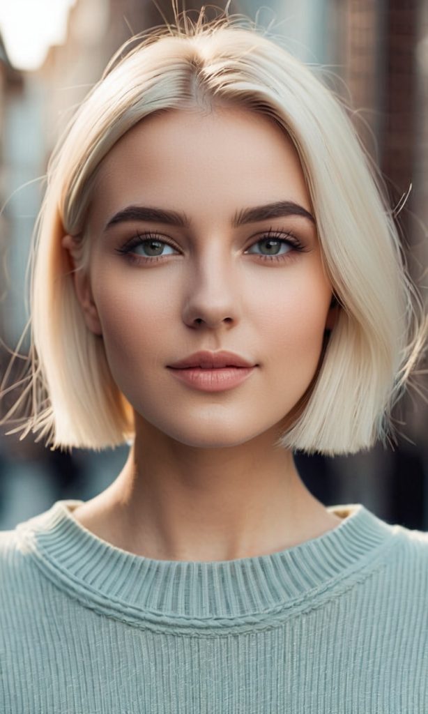 "Platinblonde Kurzhaarfrisuren liegen 2025 voll im Trend. Sie verleihen einen frischen, modernen Look und lassen die Gesichtszüge weicher und jünger wirken. Eine stilvolle Wahl für selbstbewusste Frauen."