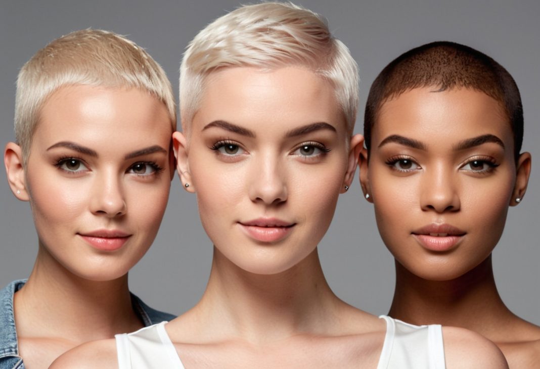 Drei Frauen, drei Farben, ein Stil: Der Buzz Cut zeigt die pure Stärke und Eleganz der modernen Frau.