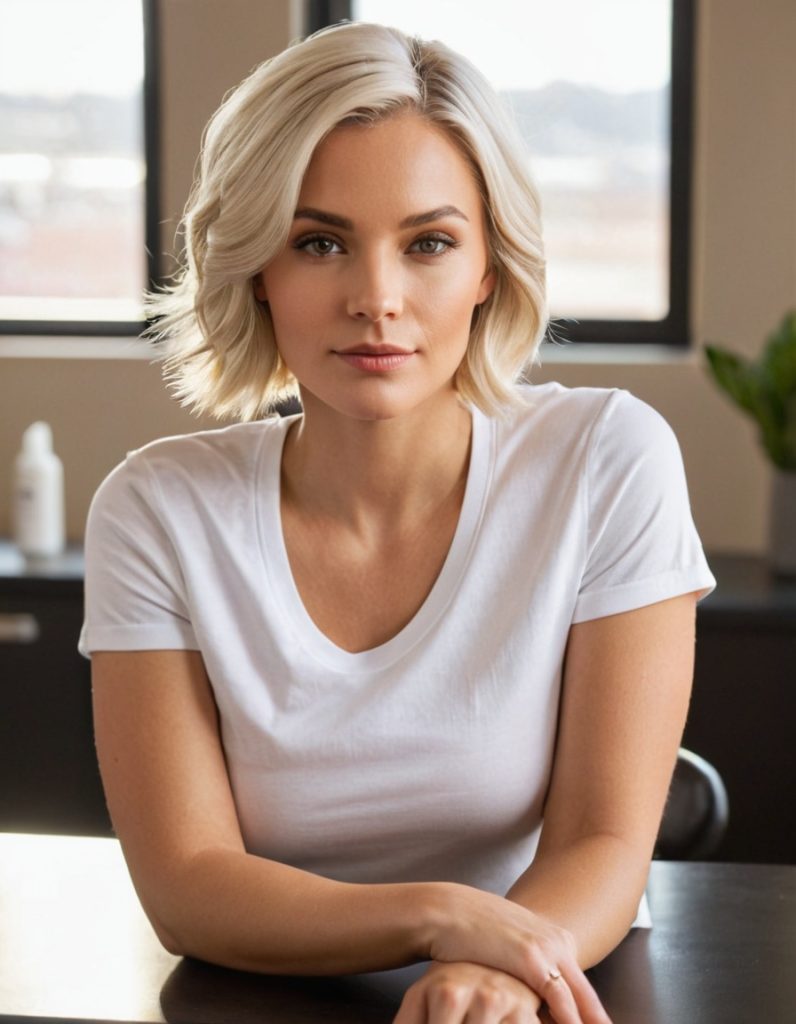 Platinblonde Kurzhaarfrisuren für Frauen