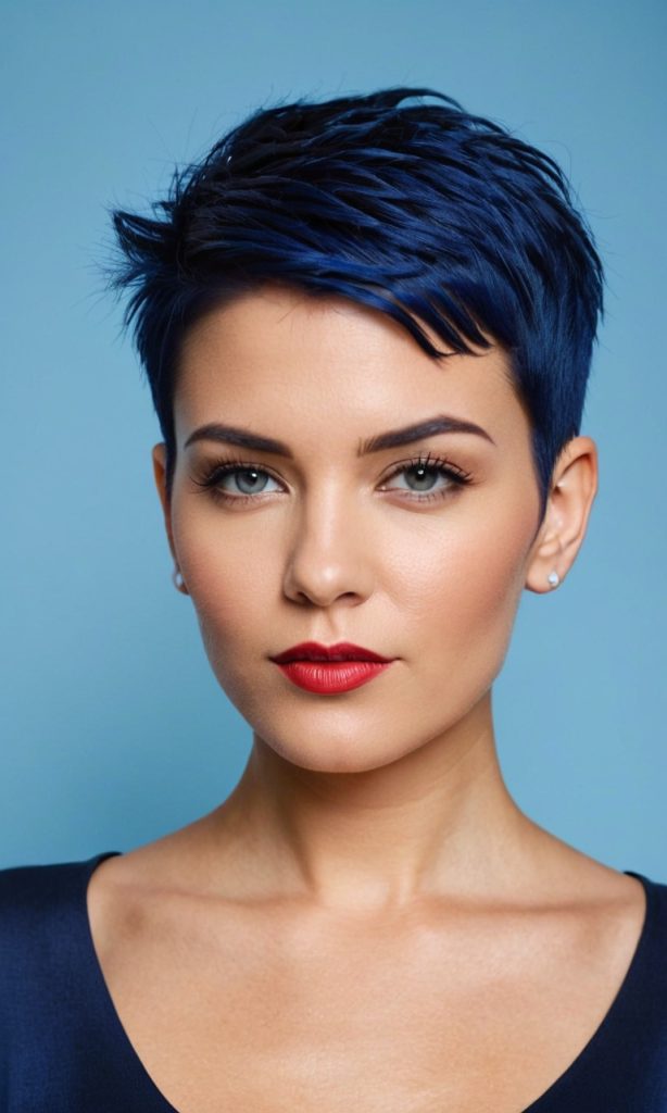 Der Undercut mit intensivem Petrolblau schafft einen selbstbewussten, modernen Ausdruck mit urbanem Flair.